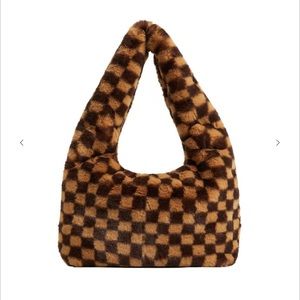 Mango LTD Edition Check fur-effect bag